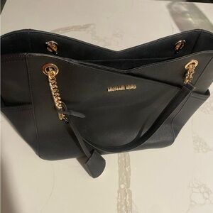 Michael Kors Black and Gold Chain Tote